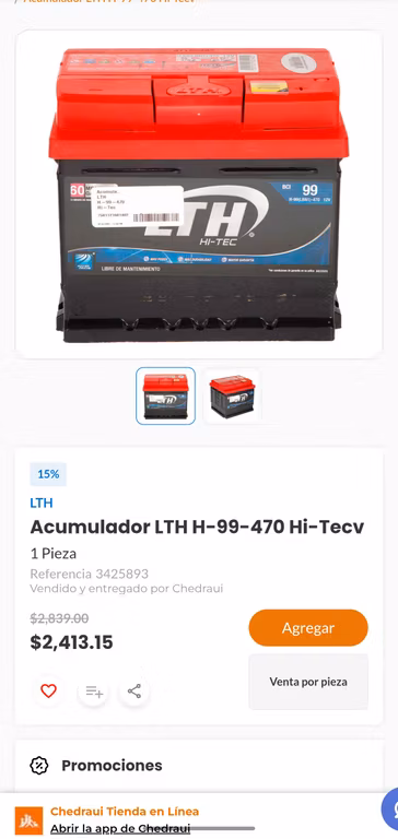 Acumulador LTH H-99-470 Hi-Tecv - Chedraui