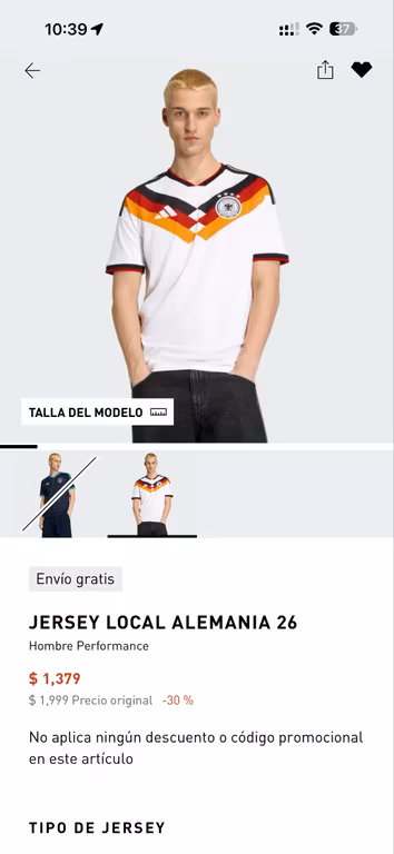 Adidas: jerseys y chamarras de selecciones eliminadas del mundial con el 30% de descuento | Ejemplo: Alemania