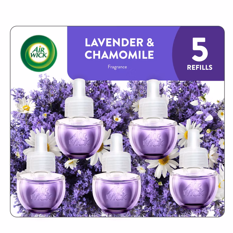 Air Wick Repuestos para Aromatizante de Ambiente Eléctrico, Aroma Lavanda y Manzanilla, Paquete de 5 repuestos de 20 ml c/u