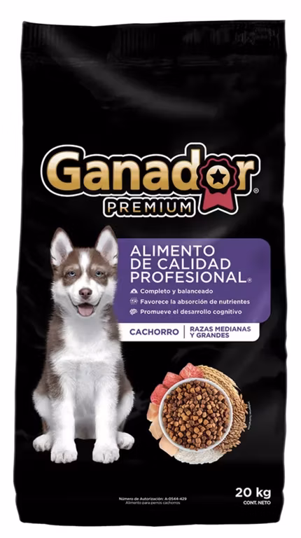 Alimento para perros Ganador Premium cachorro raza mediana/grande 20kg / Mercado Libre