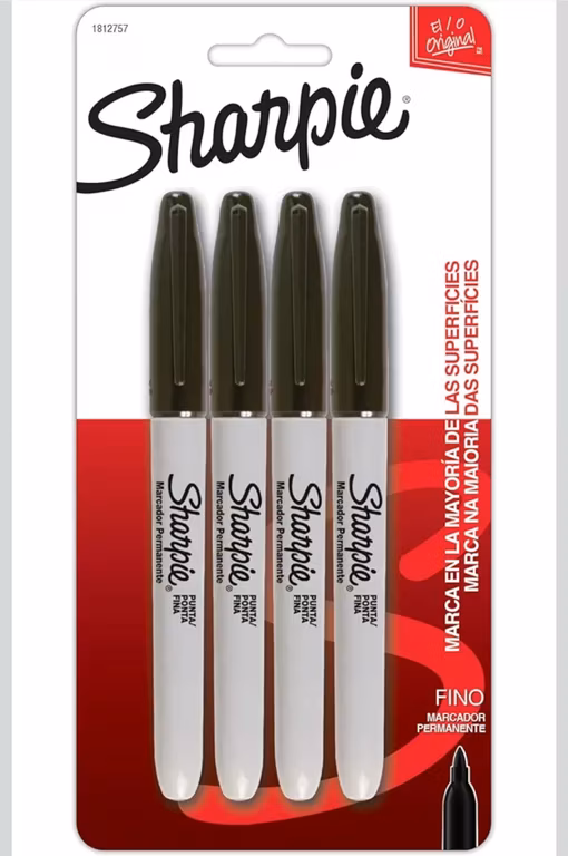 Amazon: $12.31 por pieza ||| $49 por paquete ||| Aplicando 4x3 ||| Sharpie Marcadores Permanentes Punta Fina Negro 4 Piezas