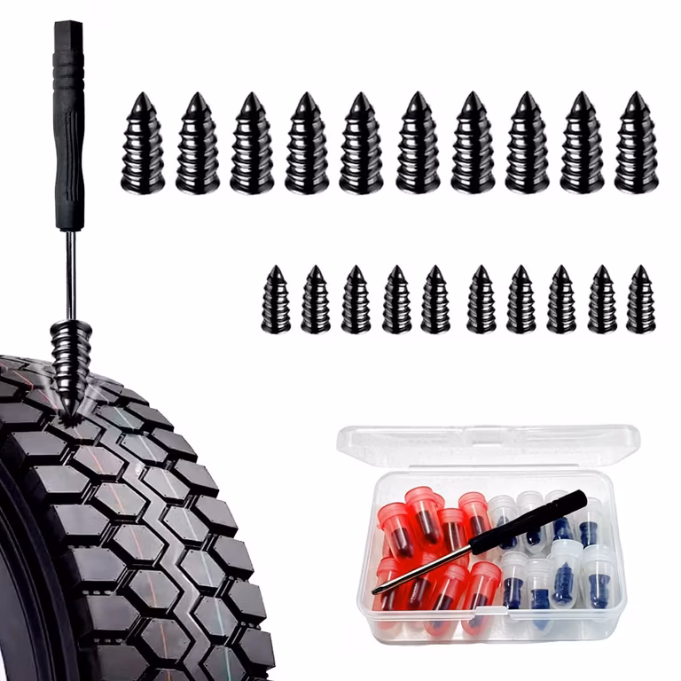 Amazon: 20Pzs Clavos de Reparación de Neumáticos 2 Tamaños, Kit de Clavos de Goma para Parchar Llantas con Destornillador