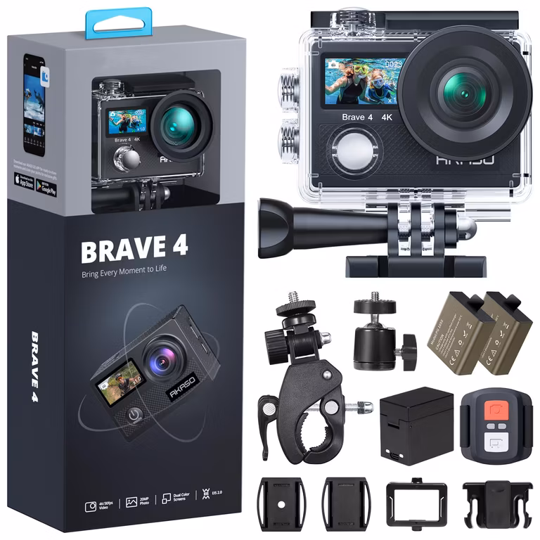 Amazon: AKASO Brave 4 - Cámara Deportiva 4K 20MP Cámara de Acción para Moto y Ciclismo
