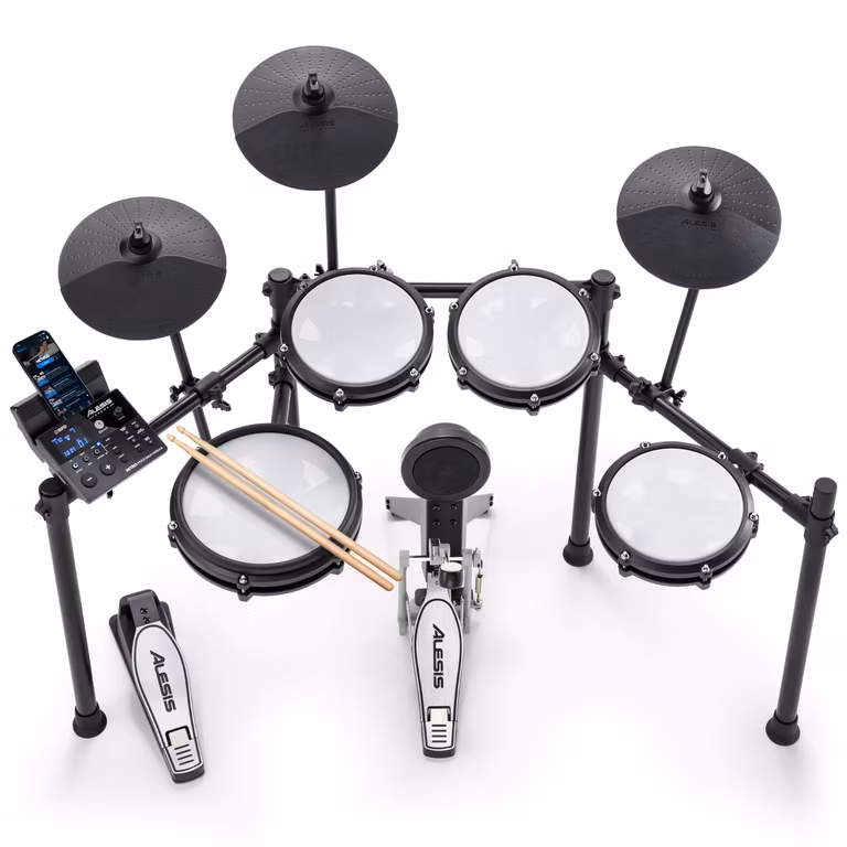 AMAZON: Alesis Nitro Max Batería Electrónica Tarola Doble Zona de 10", Toms de 8", Platillos de 10", Parches de Malla Silenciosos, Bluetooth