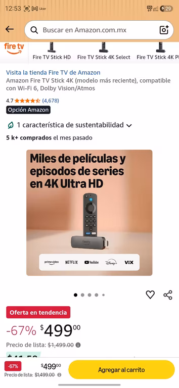 Amazon: Amazon Fire TV Stick 4K (modelo más reciente),