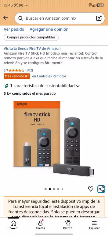 Amazon: Amazon Fire TV Stick HD (modelo más reciente):