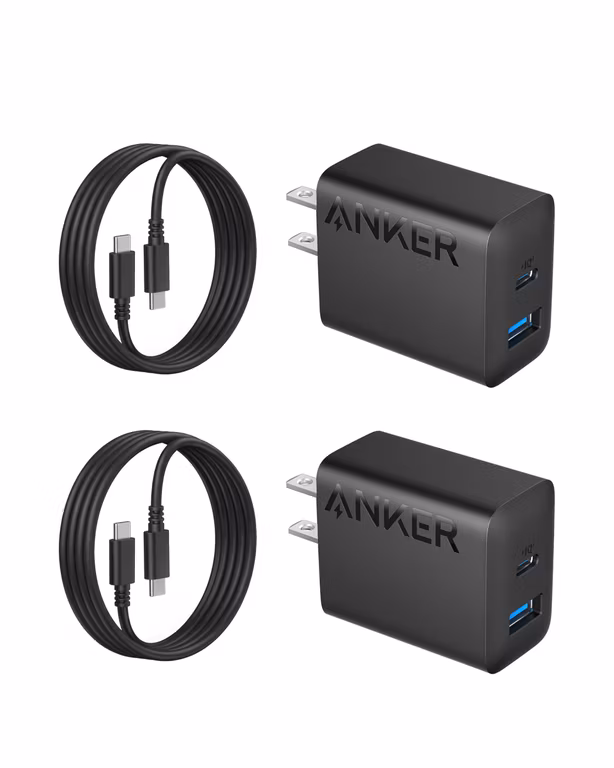 Amazon: Anker 20W Cargador Tipo C, Cargador rápido 2 Puertos (1 USB C + 1 USB A), Paquete de 2 con Cable USB-C de 1.5 m,