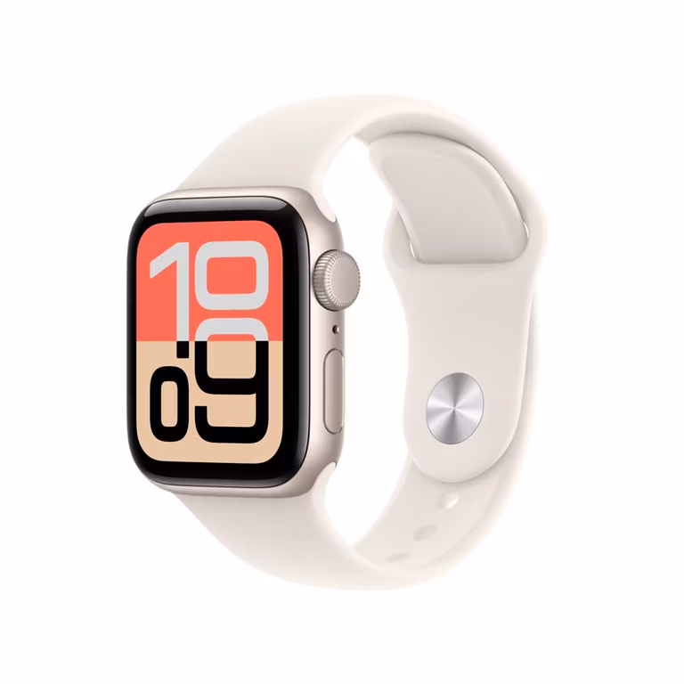 Amazon: Apple Watch SE 3 Caja de Aluminio Blanco Estelar 40mm | Correa deportiva blanca, S/M