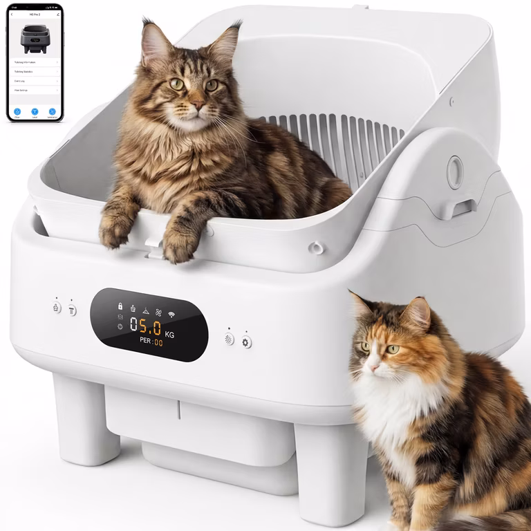 Amazon: Arenero Inteligente Autolimpiable para Gatos – 10 Sensores de Seguridad y Conectividad WiFi 5G/2.4G