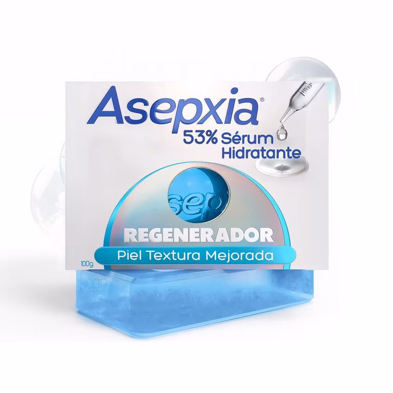 Amazon: Asepxia Jabón en barra Regenerante jabón facial y corporal 53% Serum Hidratante 100g