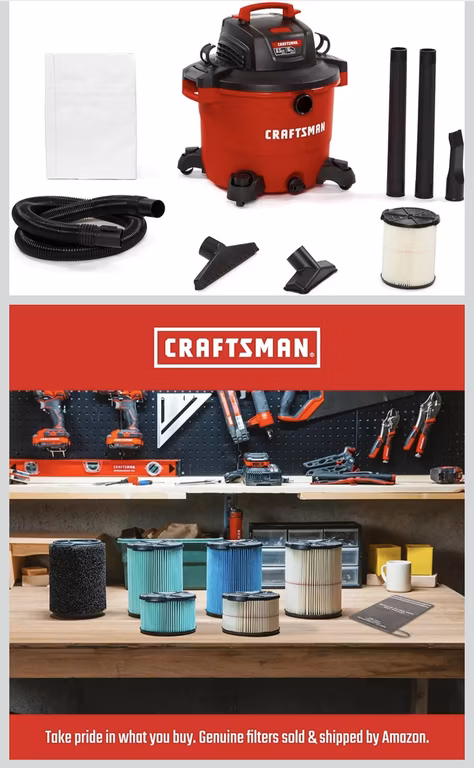 Amazon: Aspiradora Craftsman 16 galones 6.5 HP