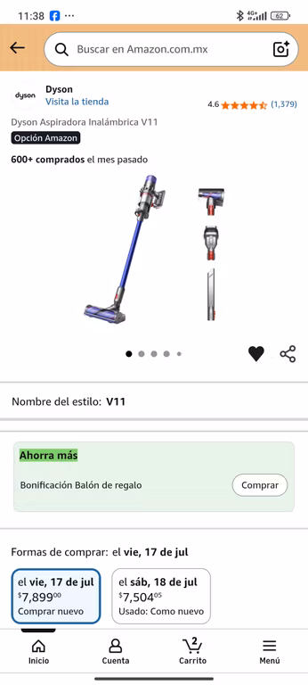 Amazon: Aspiradora Dyson V11