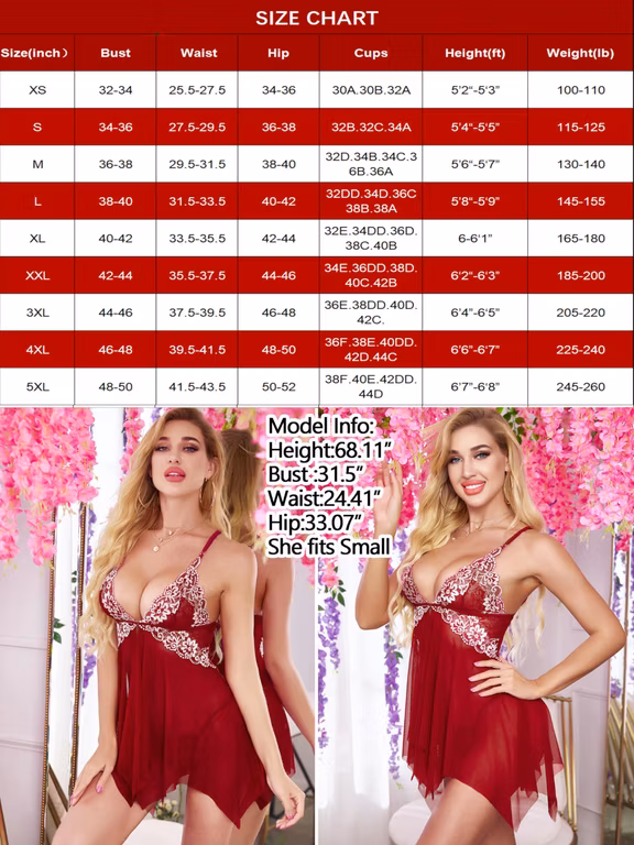 Amazon: Avidlove - Lencería de Encaje para Mujer, con Cierre Frontal, Cuello en V, camisón Sexy