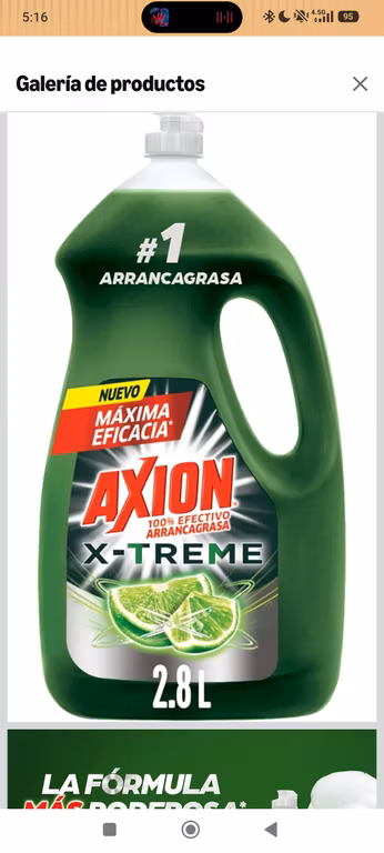 Amazon: Axion Lavatrastes Líquido Xtreme 2.8 L. 100% Efectivo Arrancagrasa (con Planea y Ahorra)