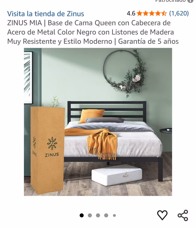 AMAZON: Base para colchón Queen Seize
