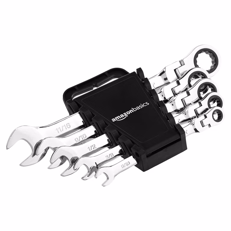 Amazon Basics - Juego de llaves de trinquete flexibles, SAE, 5 piezas