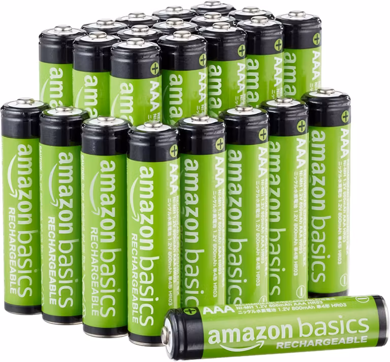 Amazon Basics - Paquete de 24 pilas recargables de alto rendimiento AAA NiMH, 800 mAh, recargables hasta 1000 veces, precargadas