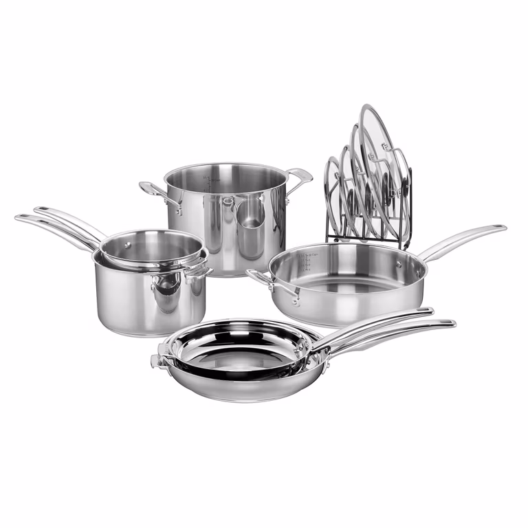 Amazon: Bateria de cocina 11 piezas Cuisinart de Acero inoxidable, precio más bajo historico.