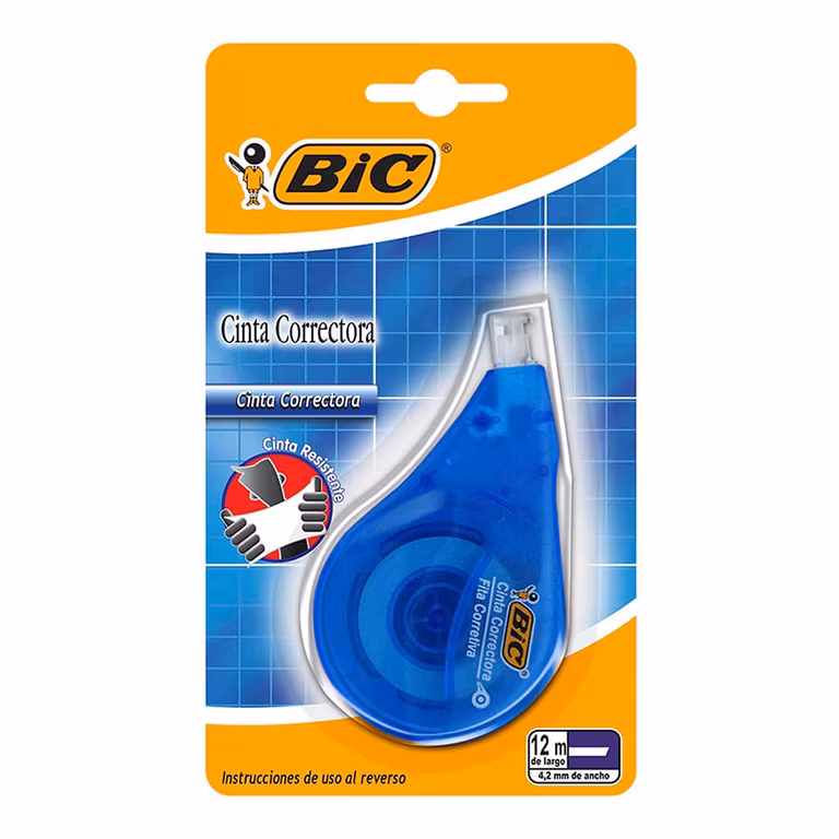 Amazon: BIC Cinta Correctora 4.2 mm Fácil de Aplicar Corrección Instantánea Hecha de PET Reciclado 12 metros de Cinta 1 Pieza