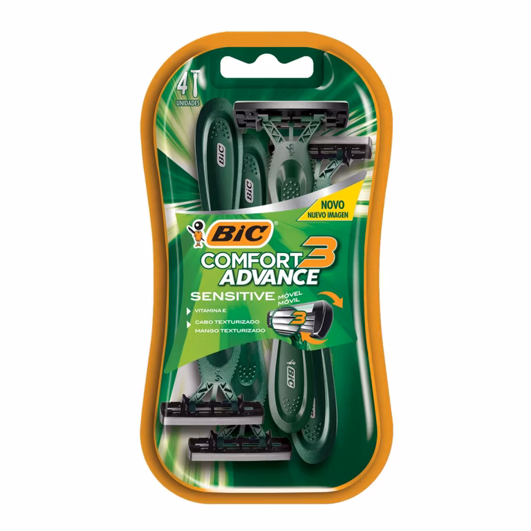 Amazon: BIC, Rastrillo para Hombre, Rasurador Triple Hoja, Comfort 3 Advance Sensitive, Piel sensible,Blister 4 pack | Planea y Ahorra