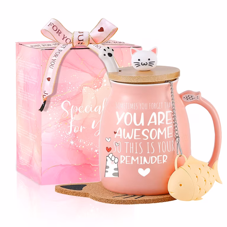 Amazon: BigNoseDeer Taza de té Kawaii con infusor de pez, 13 onzas