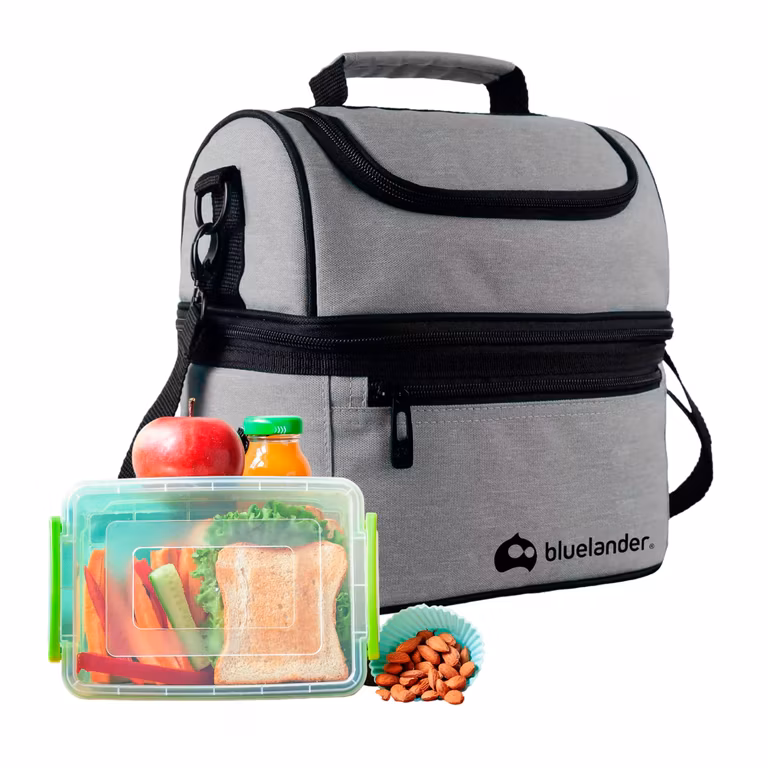 Amazon: Bluelander Lonchera Portátil con Asas, Correa Ajustable Para Hombro, Impermeable y Térmica (Gris)