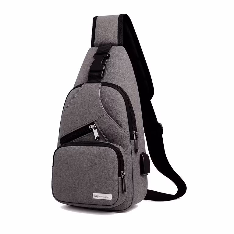Amazon: Bluelander Mochila Cruzada Antirrobo Impermeable, Bolso de Pecho para Hombre, Bolso Bandolera con Puerto de Carga USB
