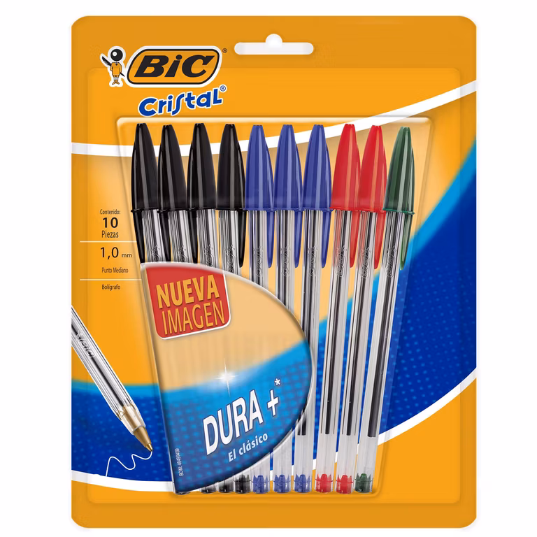 Amazon: Bolígrafo de Punto Mediano BIC, Surtido de 4 Colores, 10 piezas | Comprando 4 Paquetes $21 c/u
