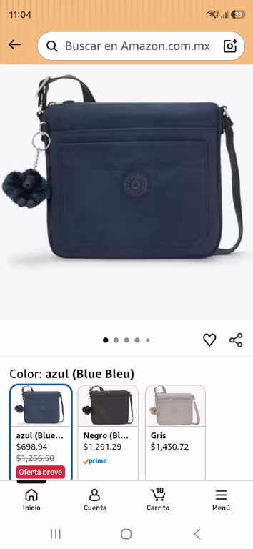Amazon Bolso Kipling mod. mensajero color azul