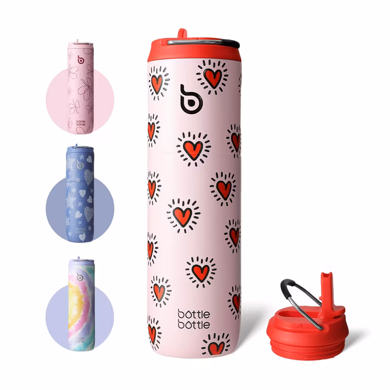 Amazon: BOTTLE BOTTLE Botella de Agua Aislada de 700ml con Popote Tapa y Asa