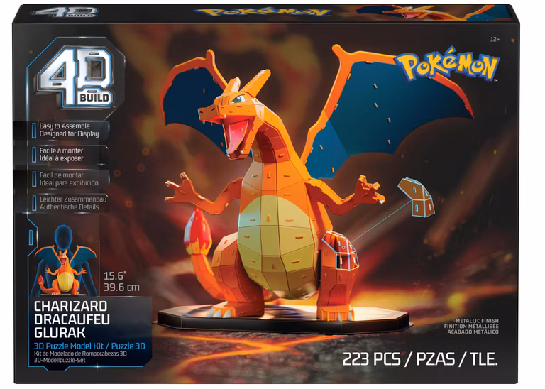 Amazon: 4D Build, Pokémon Charizard 3D Model Kit, Pokémon Figure, Desk Décor, 223 Pieces, for Ages 12 & Up