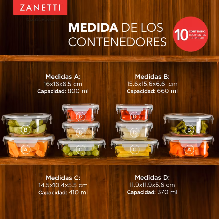 Amazon Bunisses: Zanetti Refractarios Vidrio Tapa Hermética, 12 Piezas, 10 Alimentos 2 Bolsas Silicona Reutilizables, Libres de BPA, Horno