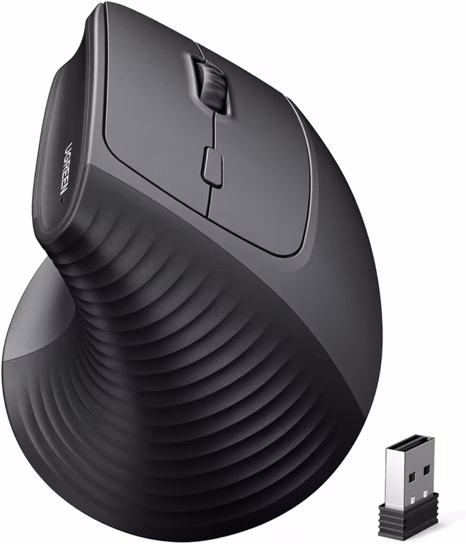 Amazon Business: UGREEN Ratón Vertical Ergonómico, Bluetooth & 2.4Ghz | 3 Dispositivos, 5 Botones, Click Silencioso