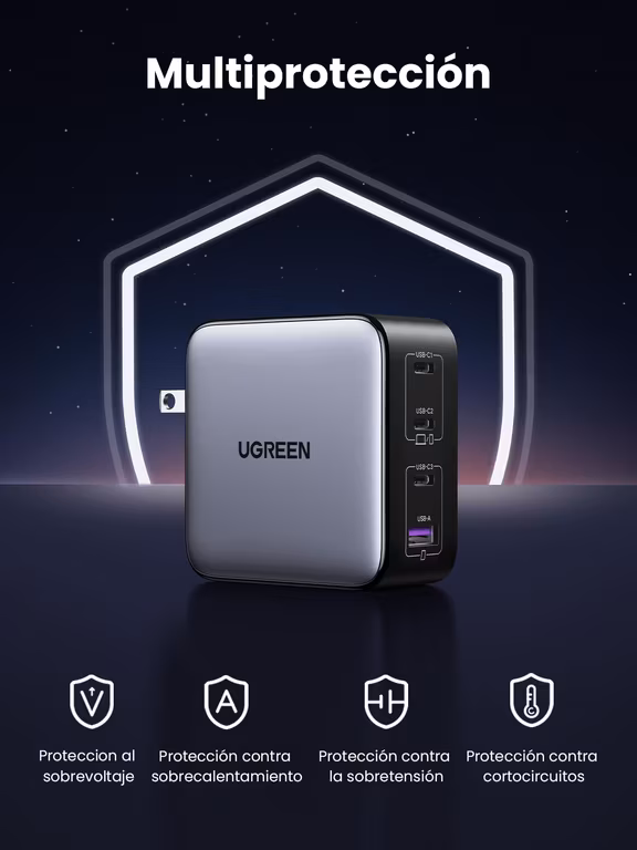 Amazon: Cargador UGREEN Nexode 100W USB Tipo C GAN 4 Puertos, Charger PD3.1 PPS Compatible iPhone 17 Pro Max Galaxy Ultra Xiaomi Mi12
