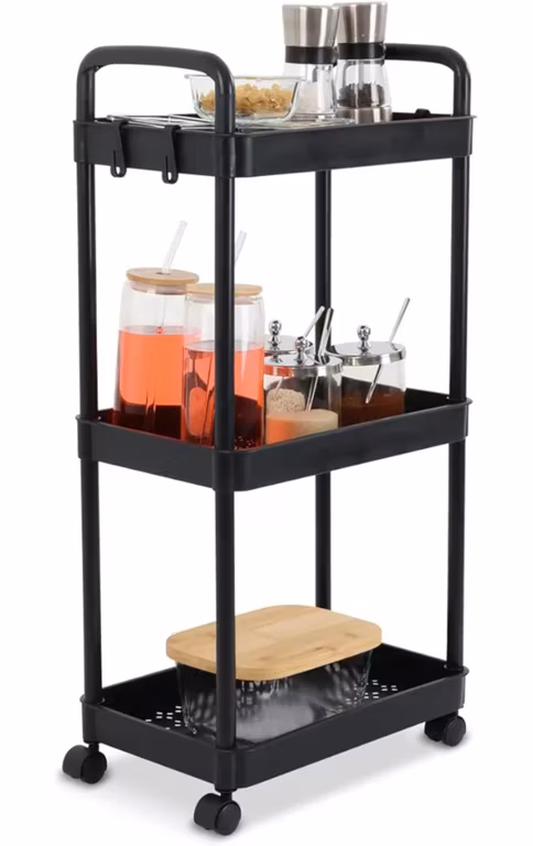 Amazon: Carrito de Almacenamiento Negro con Ruedas