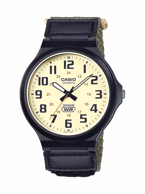 Amazon: Casio MW240 Series | Reloj de cuarzo para hombre | 50 M WR | Vidrio de resina, Banda de resina, Numerales arábigos grandes Analógico