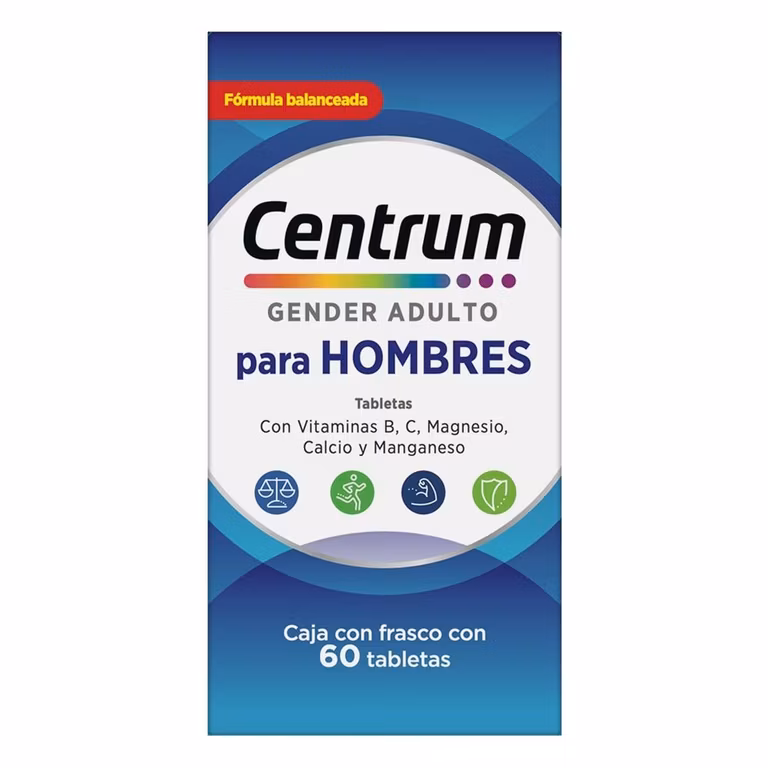 Amazon: Centrum Multivitaminico Gender Adulto Hombre com Magnesio, Vitamina C, Calcio y Zinc, 60 Tabletas. - Planea y Ahorra