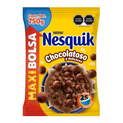 AMAZON: Cereal Nestlé Nesquik Mini Bolitas de Maíz Sabor Chocolate Bolsa de 750g (3x2, precio C/U)