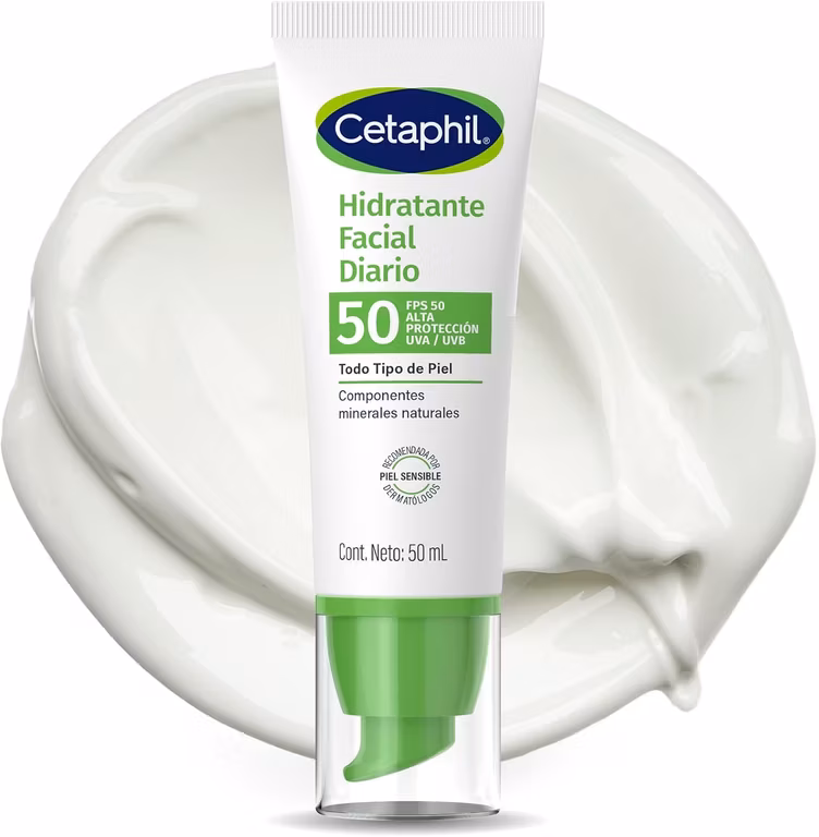Amazon: Cetaphil Hidratante Facial Diario FPS 50 Piel Sensible Mixta Grasa 50 ml . Opción Amazon