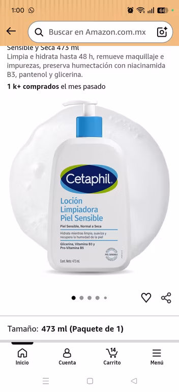 Amazon: Cetaphil Limpiador facial Para quitar la mantequilla de la cara | Planea y Ahorra