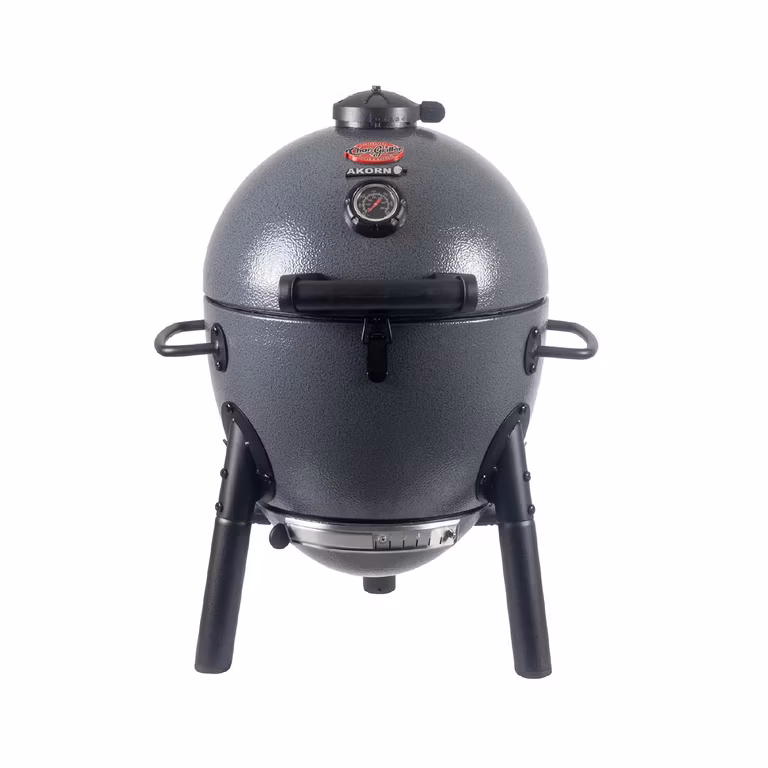 Amazon: Char-Griller AKORN Jr. - Parrilla portátil de carbón Kamado y ahumador con rejillas de hierro fundido tapa de bloqueo 155 pulgadas