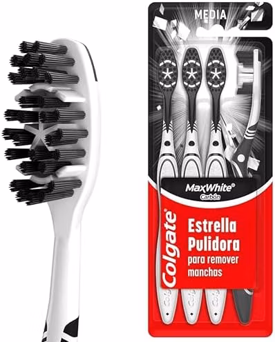 Amazon: Colgate Cepillo de Dientes Max White Charcoal, 4 Piezas | Comprando 3 paquetes | Planea y Ahorra