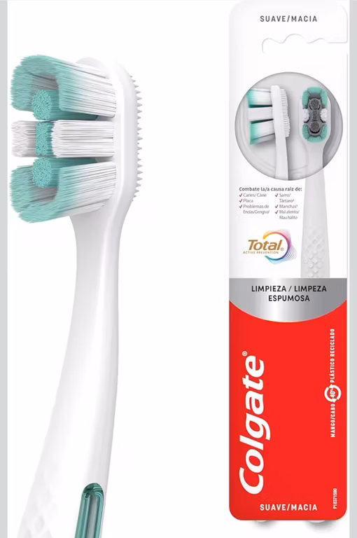 Amazon: Colgate Cuidado Bucal Cepillo Dental Total Limpieza Espumosa 2 piezas | Planea y Ahorra