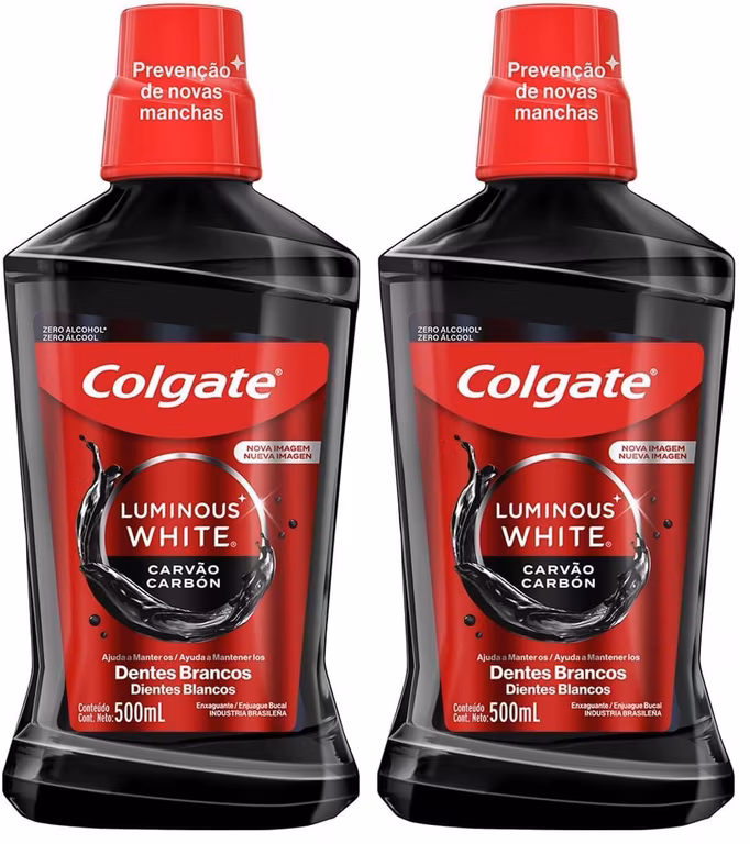 Amazon: Colgate Enjuague Bucal Luminous White Charcoal 500ml (Paquete de 2) | Planea y Ahorra