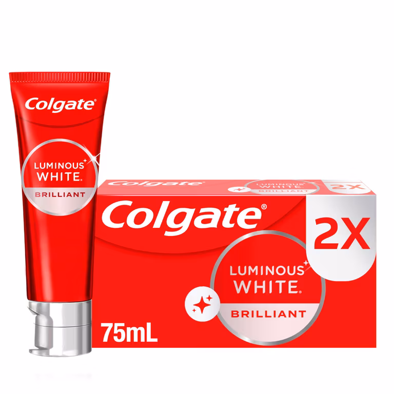Amazon: Colgate Pasta Dental Blanqueadora Luminous White Brilliant White 2x75 ml comprando 9 y una sopa de fideo | Planea y Ahorra