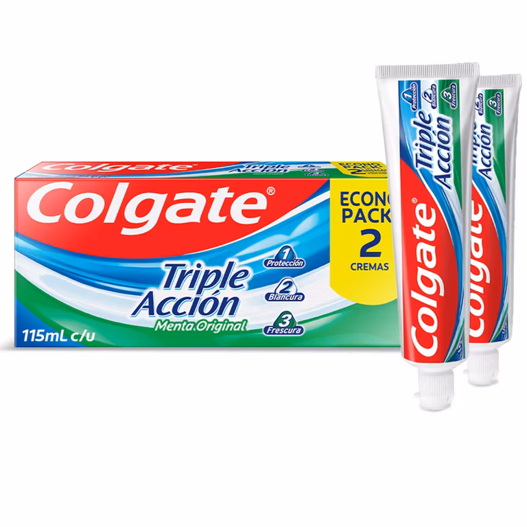 Amazon: Colgate Pasta Dental Triple Acción Menta Original 2 x 115 ($28 c/u comprando 3 + Planea y Ahorra)