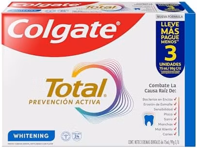 Amazon: Colgate Total Whitening, Pasta dental Anticaries con Flúor 3 pack | Planea y Ahorra