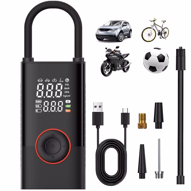 Amazon: Compresor de Aire Portátil para Auto, Inflador de Llantas 150 PSI Bomba de Aire Inalámbrica con Pantalla LCD, Luz LED, 4000 mAh