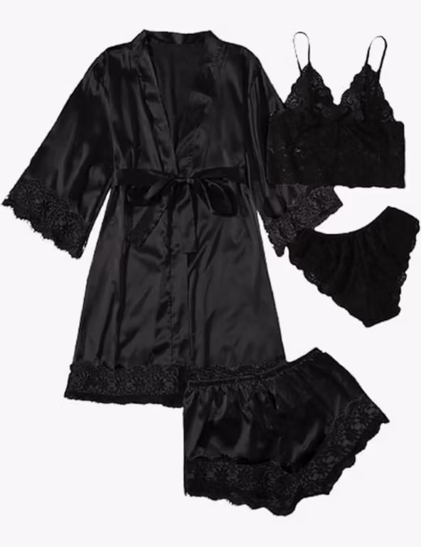 Amazon: Conjunto de Pijama de satén y Floral ♡ Sexxxi ♡