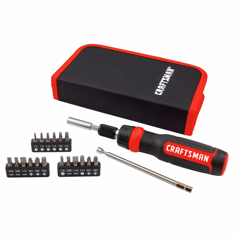 Amazon: CRAFTSMAN - Destornillador de carraca, juego multibits, 26 piezas (CMHT68001)